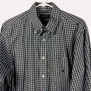 Nautica Plaid Shirt A Bit Trimmer Mens L Blue Button Down Preppy Coastal Classic